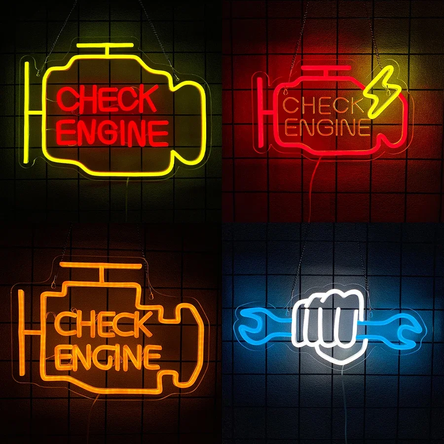 Auto Repair Shop Names - 벽 장식용 체크 엔진 시리즈 네온
