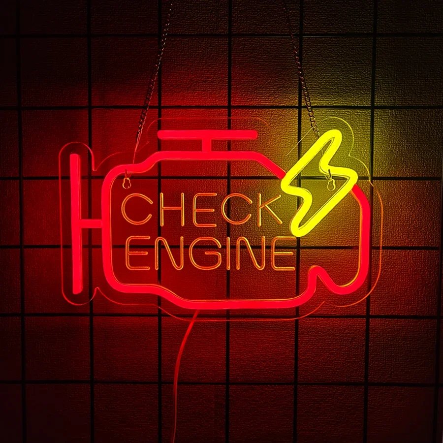 벽 장식용 체크 엔진 시리즈 네온 사인, 남자 동굴 장 - Auto Repair Shop Names 리뷰 및 가격